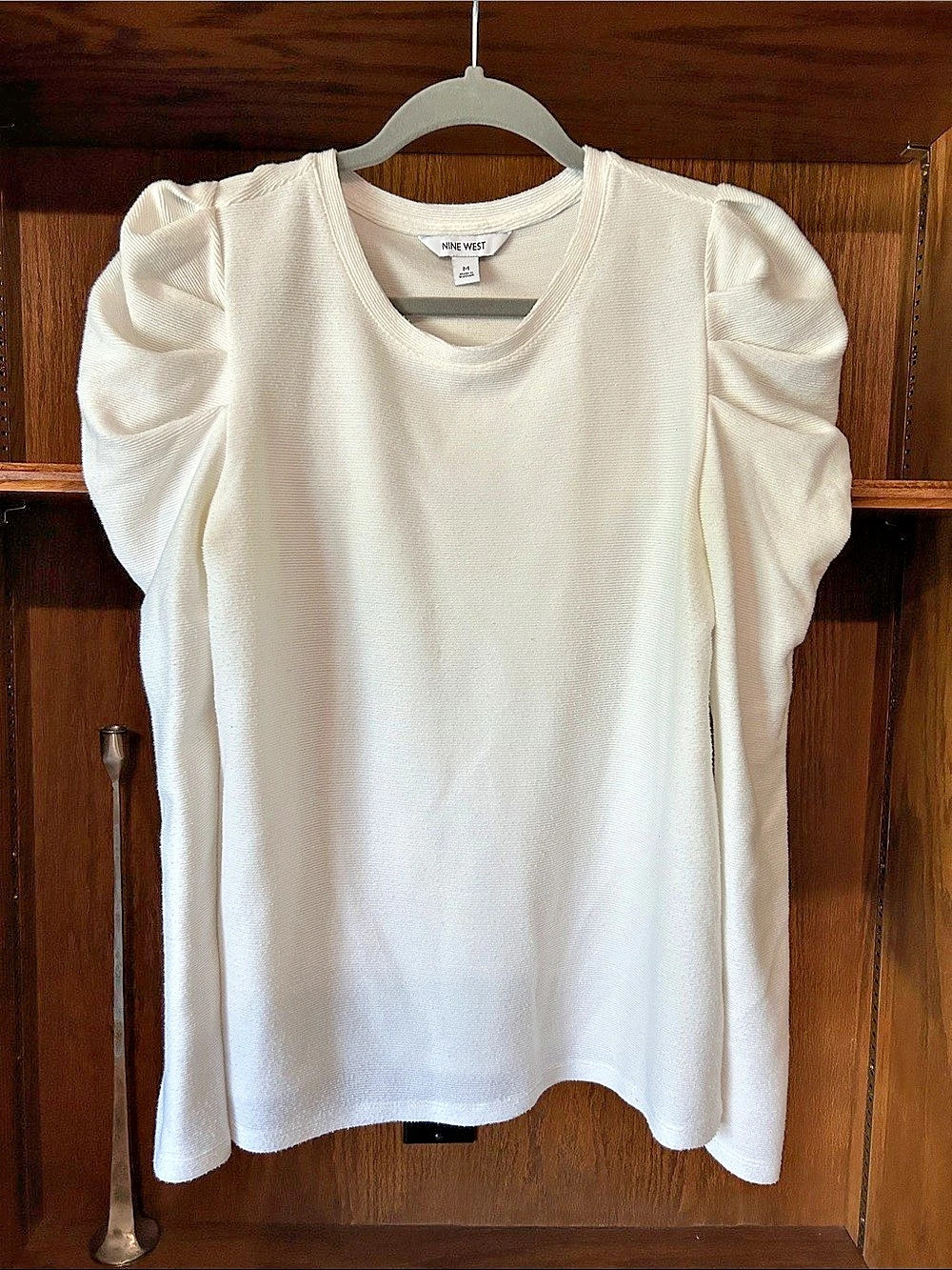 Nine West Puff Sleeve top in White